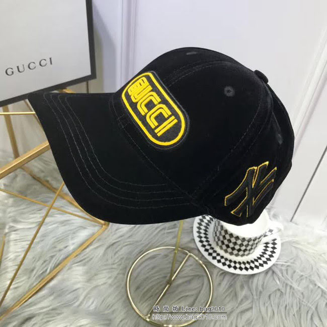 GUCCI古馳 爆款 NY聯名GUCCI古奇專櫃款經典絲絨棒球帽 6881907 LLWJ5793